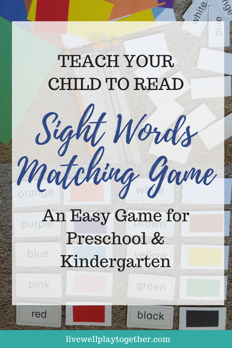 Sight Words Matching Game Teach Your Child to Read 