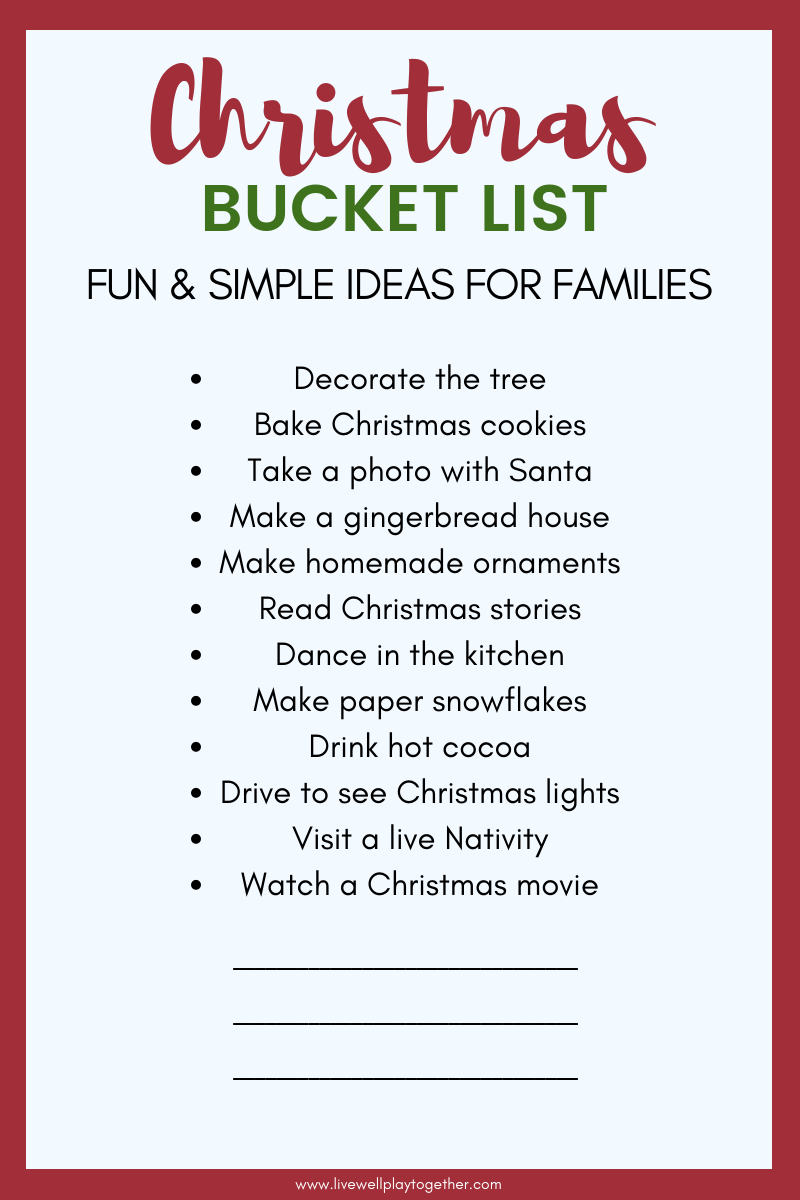 Our 2018 Christmas Bucket List - Live Well Play Together