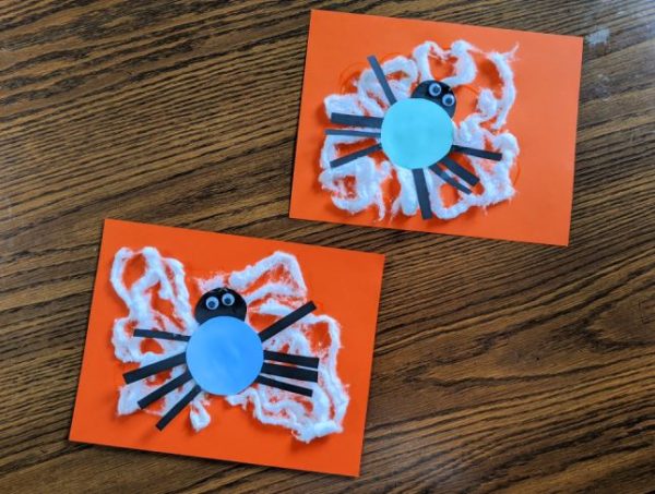 Easy Cotton Ball Spider Web and Spider Craft for Kids - Live Well Play ...